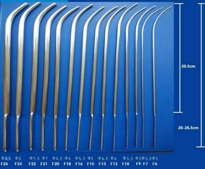 尿道扩张工具:尿道探子型号一般为f6-f26,一般儿童使用f6-f13,成人