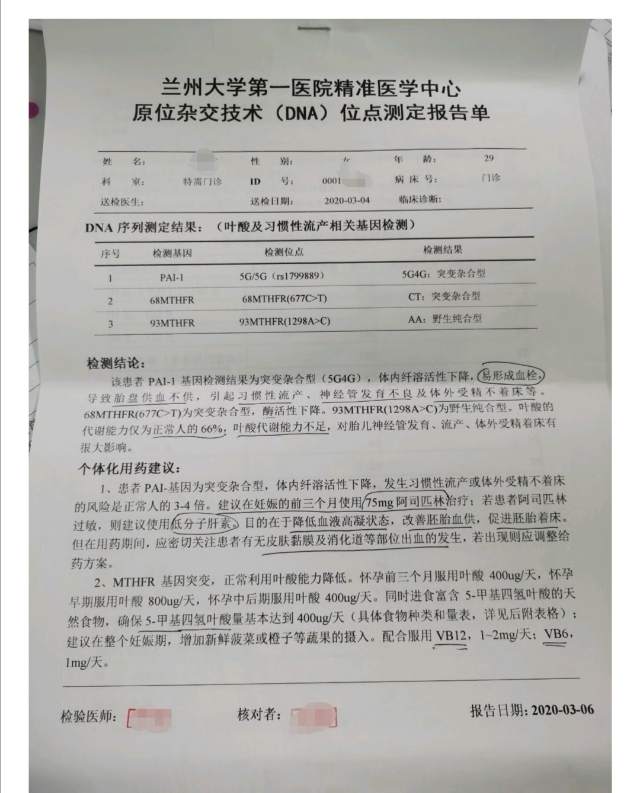 叶酸代谢基因检测报告图片