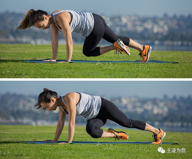 瑜伽垫,做做室内平板运动,比如臀桥,侧平板支撑,单腿弯曲延展,登山步
