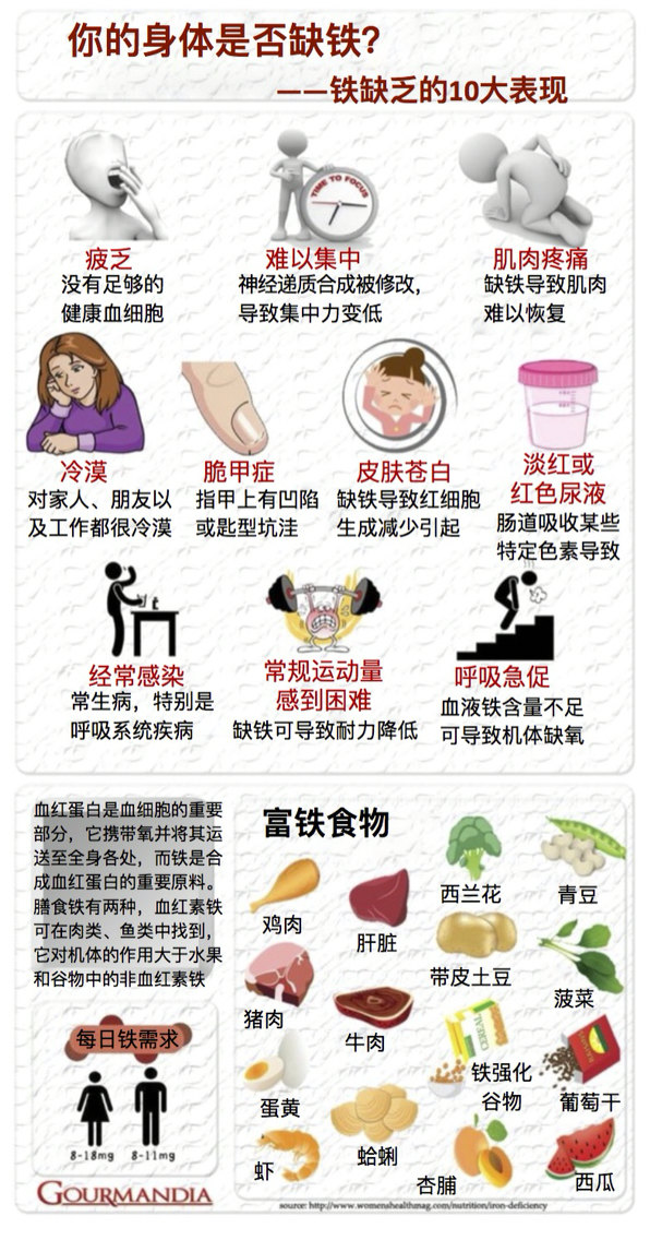 缺铁的十大表现